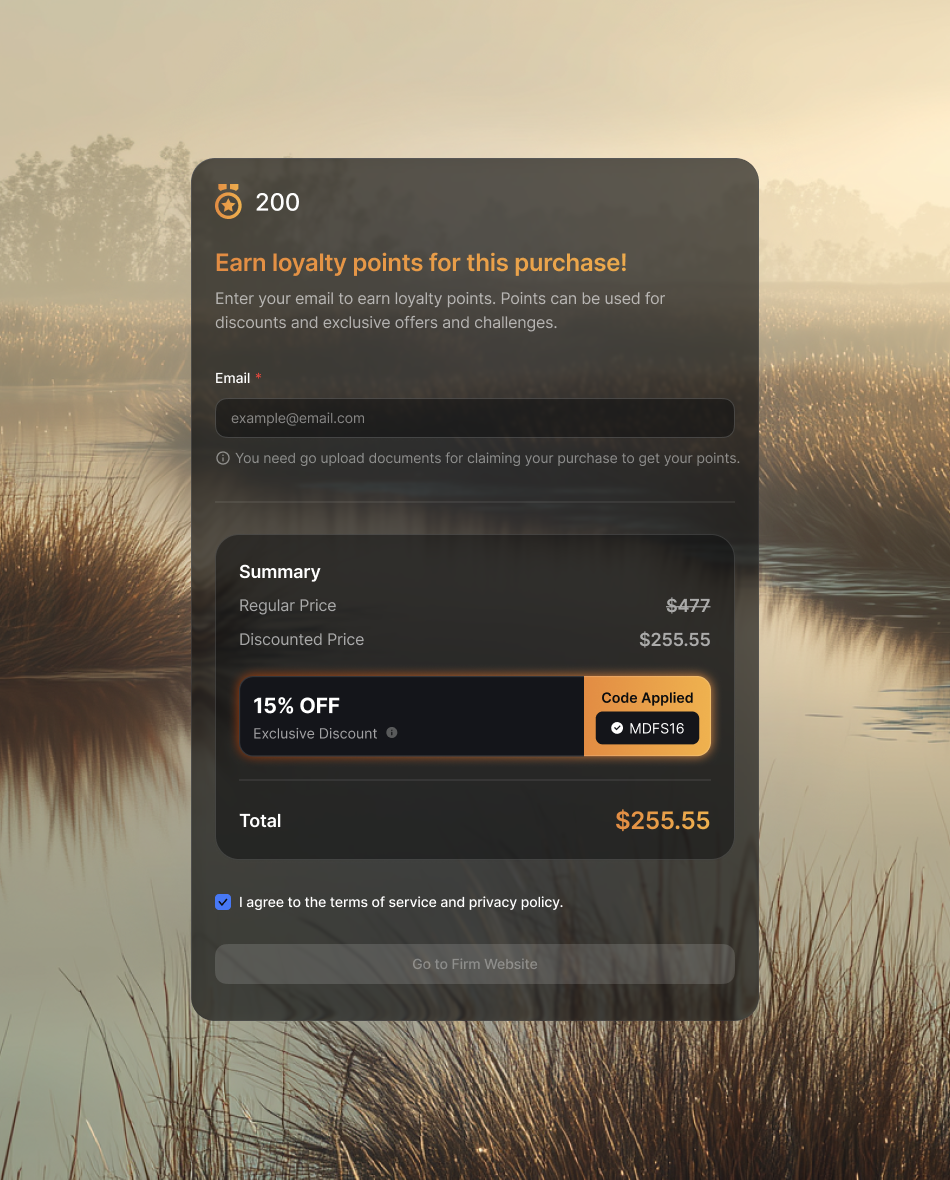 Scanprops checkout modal applying a loyalty discount code