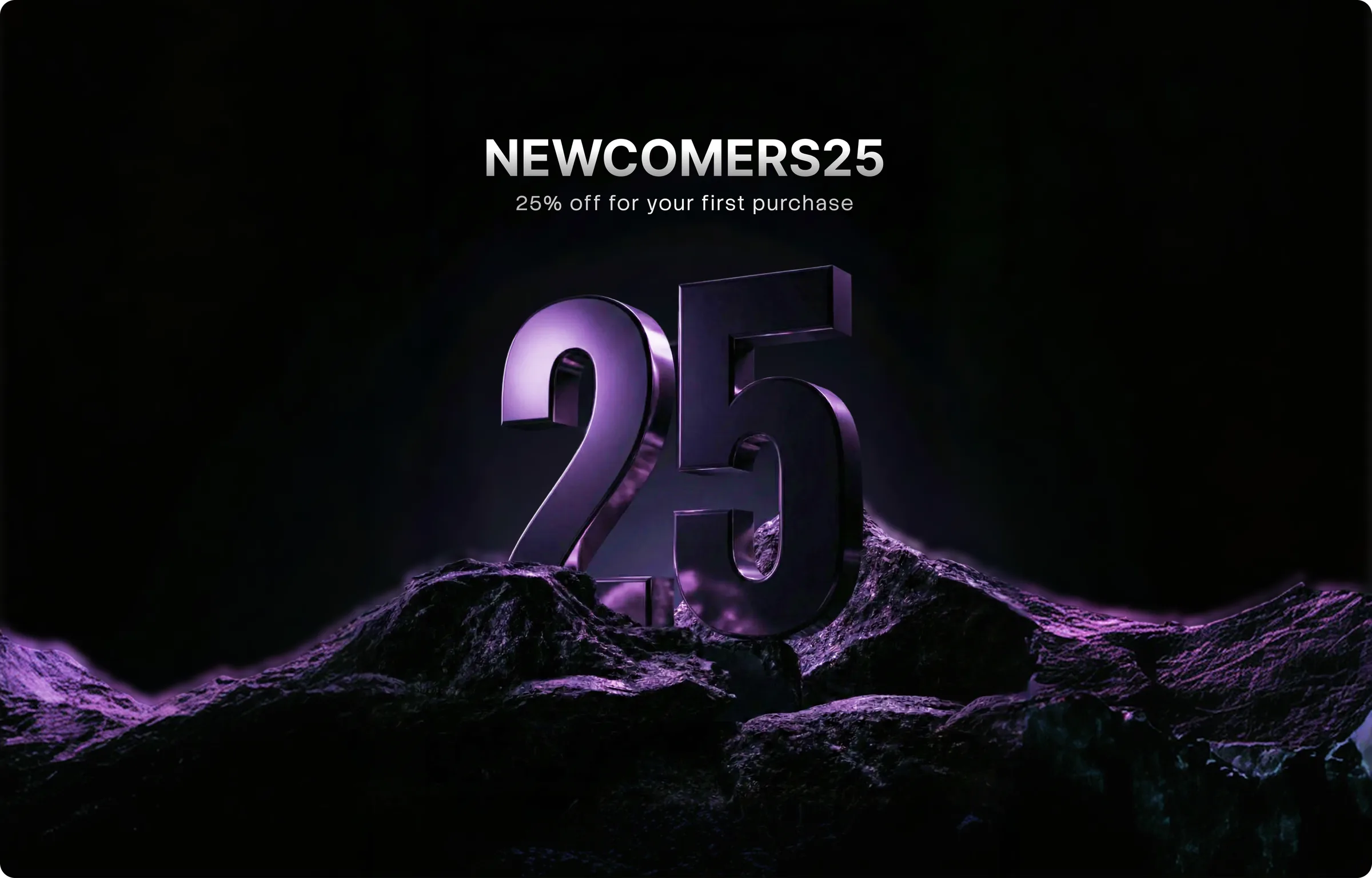 NEWCOMERS25 promotional key visual with a sculpted 3D 25