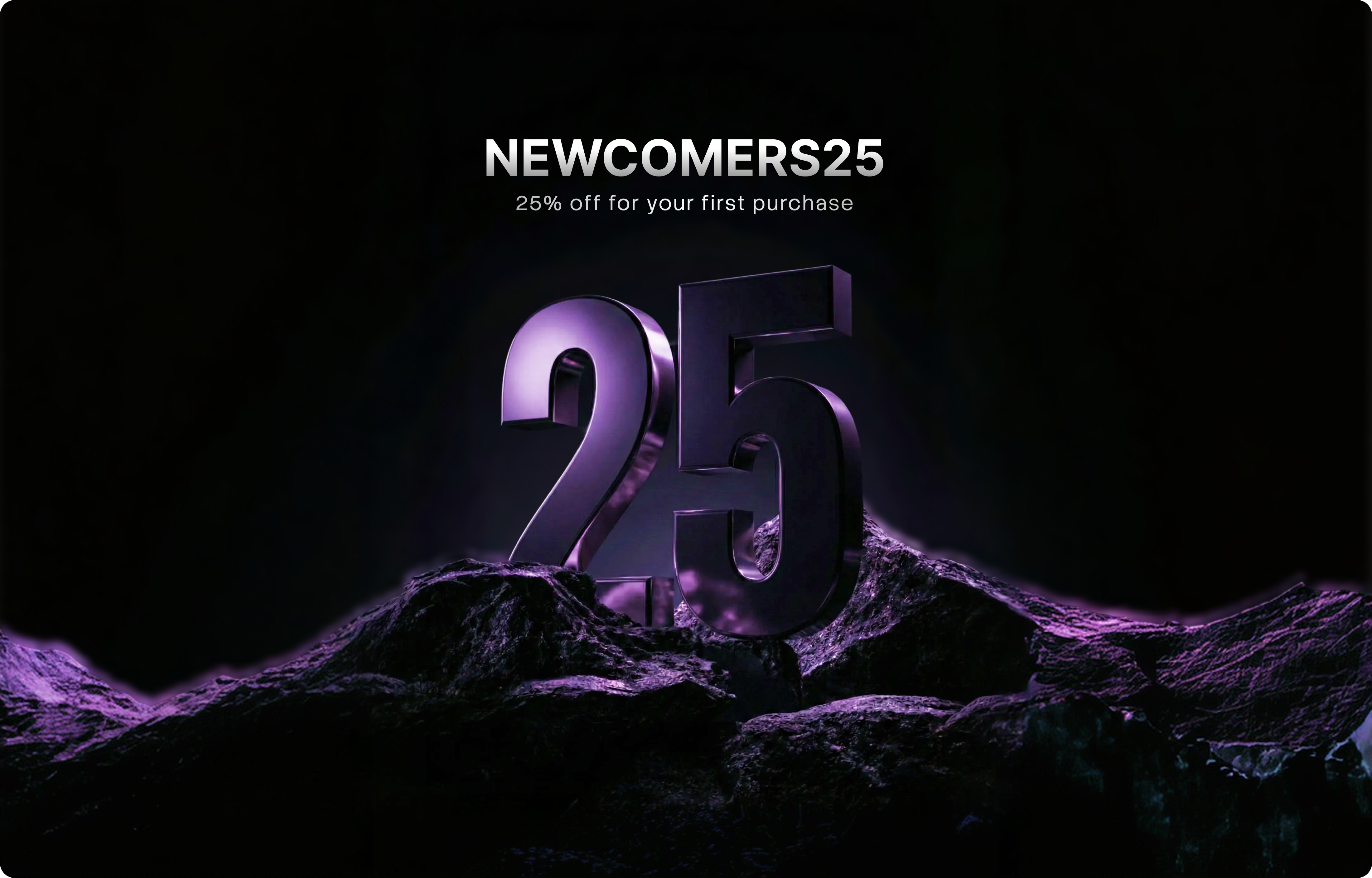 NEWCOMERS25 promotional key visual with a sculpted 3D 25