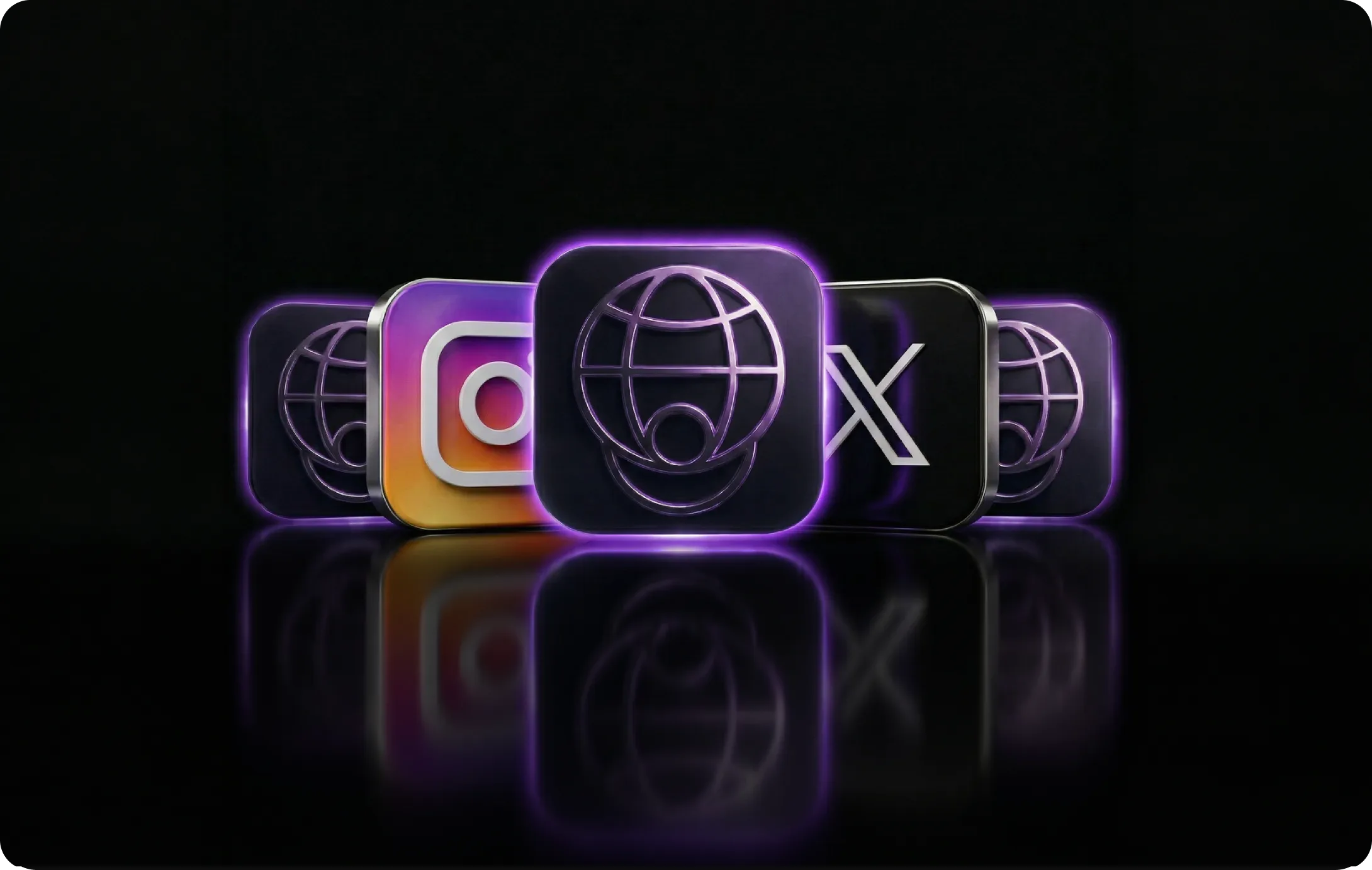 Row of BEM app and social icon tiles