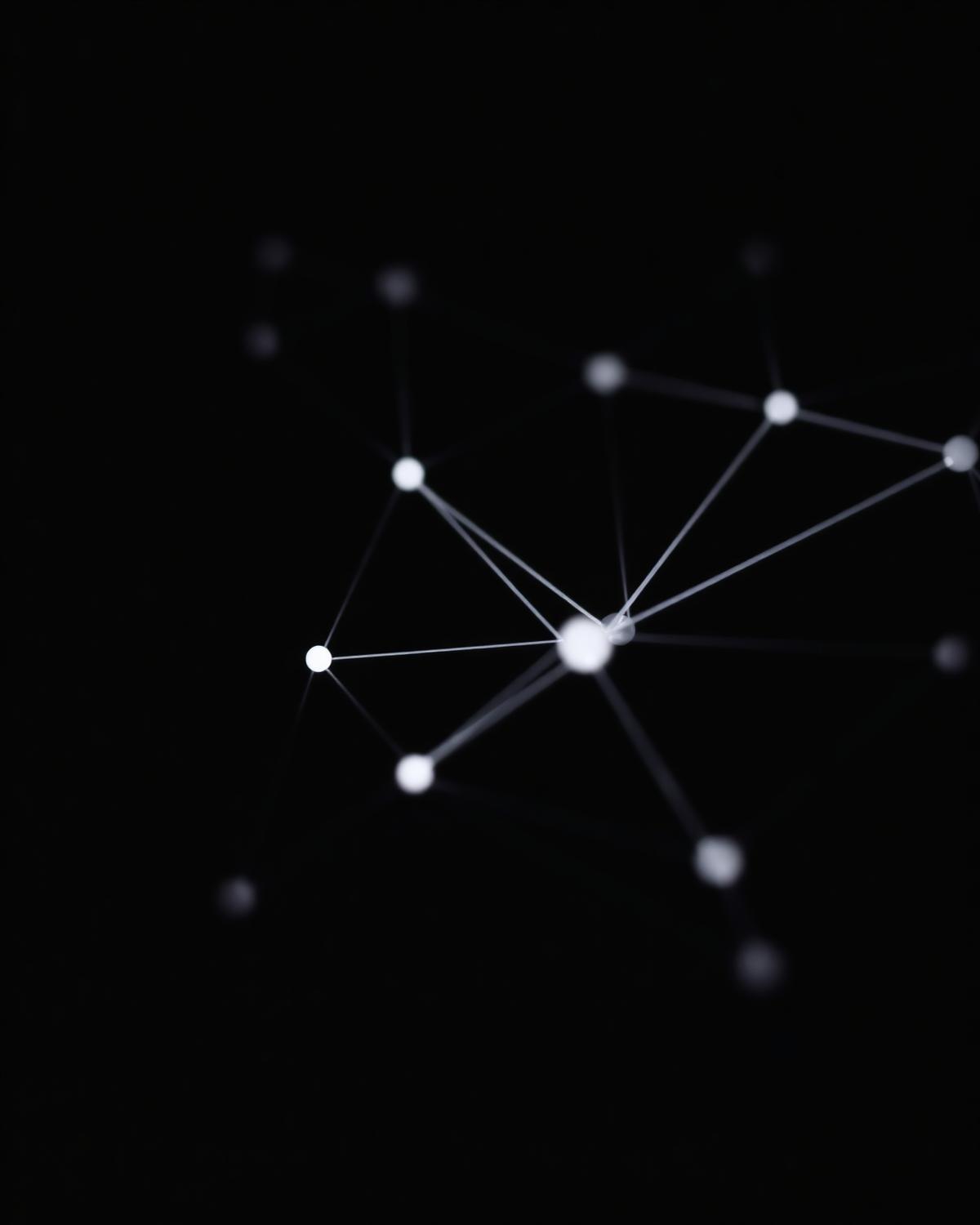 Fine glowing node diagram drawn in light on near-black