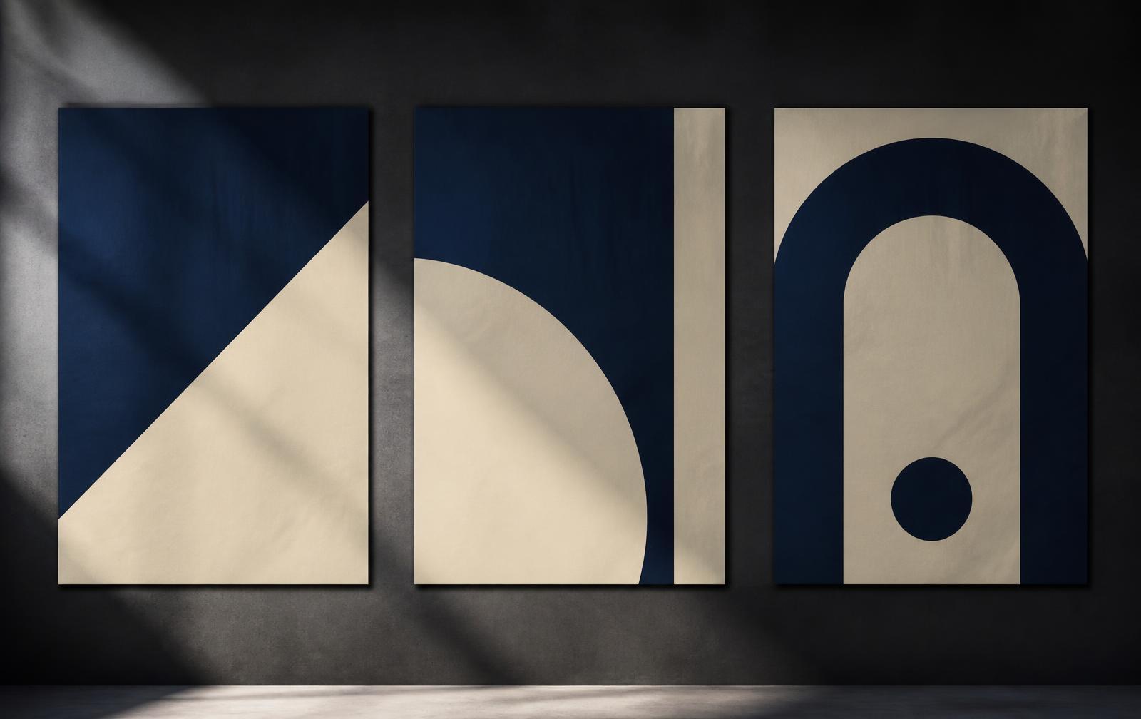 Three North Ledger campaign posters installed on a dark gallery wall